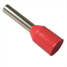 Cord end terminal with red plastic sleeve