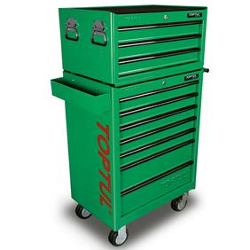 Toptul 349 piece tool set with drawers and top box in green