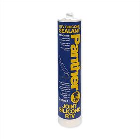 Tube of silicone sealant with a blue label and yellow writing