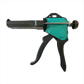 Manual 2 part dispensing gun in black and green